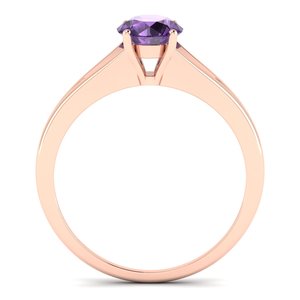 Bague de fiançailles REYES en or massif 14 carats avec améthyste taille ronde 0,84 carat pour femme, certifiée IGI, bijoux fins - Product Image 4