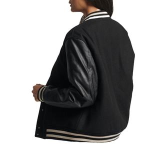 Veste universitaire pour femme de haute qualité, best-seller, en peau de mouton, respirante, personnalisable, vêtement d'hiver, motif uni, col montant, amovible - Product Image 2