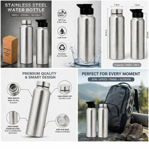 Bouteille d'eau isotherme Liviya à double paroi en acier, personnalisable avec impression, pour boissons chaudes/froides – Idéale pour Thanksgiving, Noël et les voyages - Product Image 3