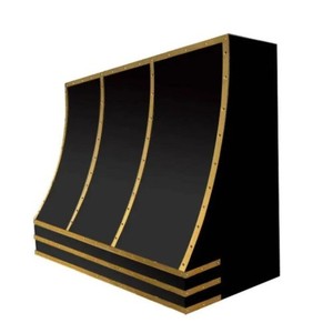 Hotte de cuisine murale électrique en acier inoxydable noir avec finition laiton pour hôtel - Product Image 2