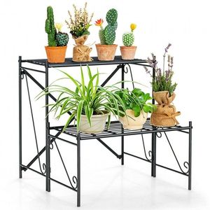 Soporte de Metal de 2 Niveles para Plantas de Interior/Exterior con Estantes en Forma de Escalera - Product Image 1
