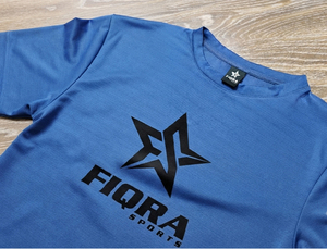 T-shirt vierge en gros pour hommes, mélange coton polyester bleu, col rond, manches courtes, personnalisable avec logo, idéal pour la gym et le sport - Product Image 3