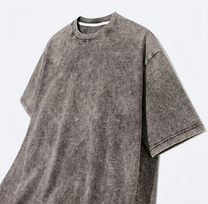 Nouvelle Arrivée T-shirt Homme Décontracté Confortable Été Nouvelle Tendance Oversize Uni Délavé à l'Acide Tricoté Manches Courtes 100% Coton Doux pour la Peau - Product Image 3