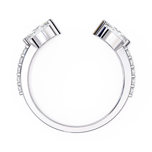 Bague ouverte en moissanite avec diamant, taille marquise 5,90x3,00mm et pierres latérales taille ronde 1,60mm, alliance de mariage couleur D VVS1 en or 18K - Product Image 4