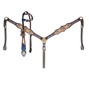 <b>Top</b> Trendy 100% Cow Leather Western One-Ear Headstall & Breast Collar Set with <b>Crystal</b> Work <b>Top</b> Supplier for Horse Products - Product Image 1