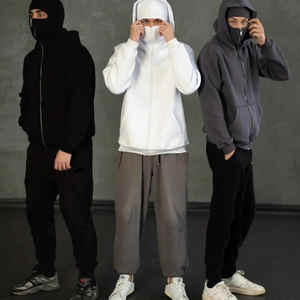 Vente en gros de masques faciaux en polaire personnalisés avec logo, capuches, mode de rue pour hommes - Product Image 3