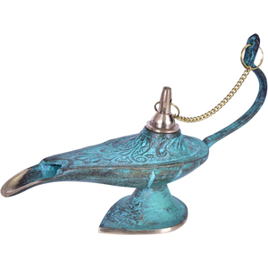 Lámpara de Aladino en relieve de latón de proveedor al por mayor con pátina, lámpara de aceite Aladdin Genie Chirag con acabado antiguo, regalos de decoración navideña - Product Image 5