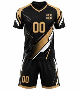 Conjunto de Camiseta y Pantalones Cortos de Fútbol Sublimados Personalizados, Diseño Sólido, Transpirables, que Absorben la Humedad, Cintura Elástica, Unisex, para Adultos - Product Image 1