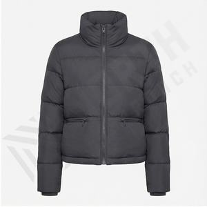 Mode féminine col haut fermeture éclair recadrée bouffant gilet veste manteau personnalisé hommes mode bouffant veste personnalisée - Product Image 2