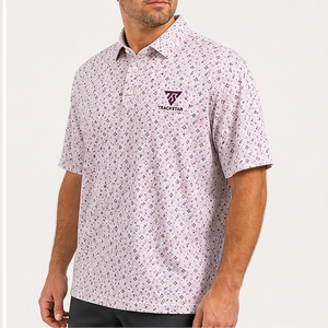 Trackstar Men's <b>Pink</b> Geometric Print <b>Polo</b> <b>Shirt</b> Short Sleeve Button Collar Casual Golf <b>Shirt</b> Custom Logo - Product Image 4