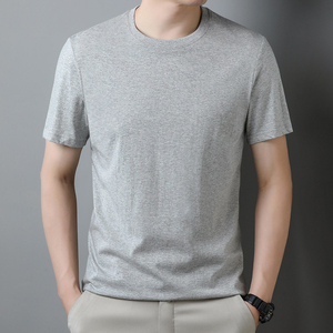 Camiseta de manga corta para hombre, de algodón peinado, 100% algodón, color liso, informal, de verano, con cuello redondo y diseño de logotipo personalizado OEM. - Product Image 6