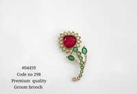 Bros Pria Premium Berkualitas Tinggi Bentuk Bunga dengan Batu Zamrud Pink Oval Doublet Berlapis Mehandi untuk Pernikahan dan Pesta