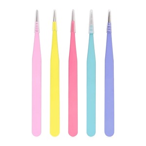 1 Pinza para recoger pedrería de uñas y pestañas, con punta recta, 5 colores, moderna, de acero inoxidable, para cejas - Product Image 6