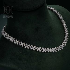 Collar de tenis floral con diamantes marquesa para mujer, de oro blanco de 14K, gargantilla de flores en racimo, moissanita, joyería nupcial botánica - Product Image 3