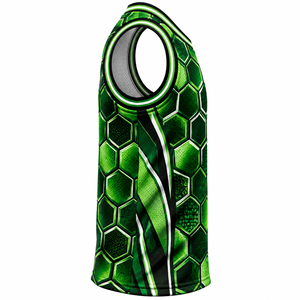 Maillot de basket sans manches vert géométrique pour homme, col en V, respirant, séchage rapide, vêtement de sport pour la gym, polyester, sublimation - Product Image 3