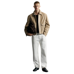 Men's Tan Brown Genuine <b>Suede</b> <b>Leather</b> Bomber <b>Jacket</b> Shirt Collar Zip Front Ribbed Hem Relaxed Fit Premium Custom Streetwear Oute - Product Image 4