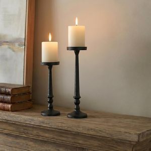 Luxury Black Metal Pillar Candle Holder Set Decorative <b>Tall</b> Iron Candle Stand Elegant <b>Table</b> Centerpiece for Home Wedding Decor - Product Image 6