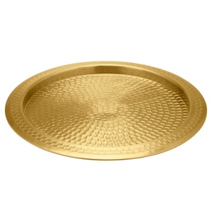 Bandeja decorativa grande lujosa de diseño martillado, vajilla hecha a mano, bandeja decorativa de Metal - Product Image 1