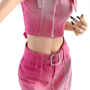 Falda vaquera casual sexy de cintura alta con diseño multibolsillos, minifalda vaquera, falda larga vaquera de algodón con patchwork para mujer - Product Image 4