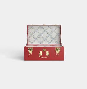 Aesthetic Pink Rectangular Metal <b>Storage</b> Trunk Box With Lid Printed Interior Classic Design For Organizing Sundries - Product Image 4