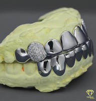 Grillz Personalizados de Panal de Abeja en Plata de Ley S925 con Incrustaciones de Moissanita VVS, Aprobado por el Probador de Diamantes