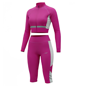 Women's Plus Size High 2-Piece Fitness Set Workout Clothes Modest <b>Seamless</b> <b>Leggings</b> Shorts Sports Bra Tank Top Hoodie Front - Product Image 1