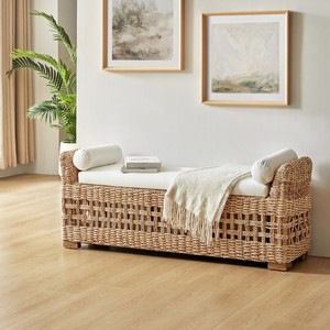 Farmhouse Seagrass Bench Patio for Living Room Modern Bohemian Entryway Bench Chair Home Furniture Made in Vietnam - Product Image 5