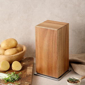 Bloc à couteaux magnétique en bois écologique, 7 pièces, support pour couteaux pour comptoir de cuisine, organisateur de couverts rotatif à 360 degrés - Product Image 3