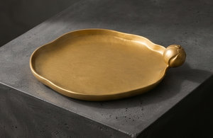 Bandeja de Servir Creativa Irregular de Metal Dorado, Vajilla de Lujo con Asa de Flor, Centro de Mesa para Café, Plato Decorativo para Fiestas y Eventos - Product Image 4