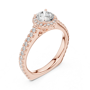 แหวนทองคำ 14K โรสโกลด์ ประดับเพชรทรงกลมเพาะเลี้ยงในห้องปฏิบัติการ ของขวัญวันครบรอบสำหรับผู้หญิง |   เพชรที่เพิ่งเพาะเลี้ยง - Product Image 4