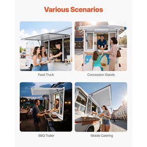 Finestra di Servizio in Lega di Alluminio 53x33 Pollici per Food Truck, Angolo di Apertura 85 Gradi, con 4 Funzioni Scorrevoli - Product Image 6