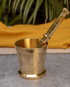 Durable Brass Mortar Pestle Set Ayurveda Home Kitchen Excellent Quality Herb <b>Spice</b> Tools Handmade Manufacturer - Product Image 1