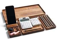 Organisateur de bureau en bois de qualité supérieure pour le bureau à domicile, y compris un support pour téléphone, organisation essentielle