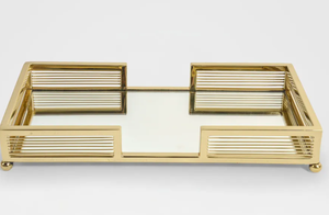 <b>Gold</b> <b>Mirror</b> <b>Rectangular</b> Metal Decorative Serving Tray Polished Iron Table Display Eco-Friendly Catering for Christmas Party - Product Image 4