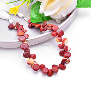 Joyería minimalista hecha a mano, cuentas de piedras preciosas de jaspe Mookaite natural rojo, hebra de regalo personalizada para hacer joyas - Product Image 1