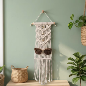 Custom JNC Macrame Boho <b>Wall</b> Clothing Holder <b>Hanging</b> Durable Cotton Multifunction <b>Storage</b> Racks for Behind Doors/On <b>Walls</b> - Product Image 1