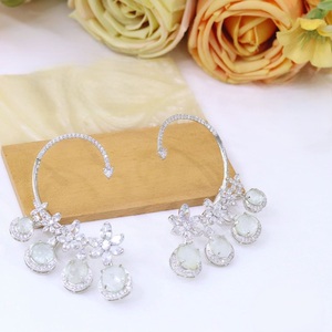 Attractive Brass Silver Plated Zircon Premium Quality Trendy <b>Cuff</b> <b>Earring</b> for Women Girls Wedding Party Wear - Product Image 3