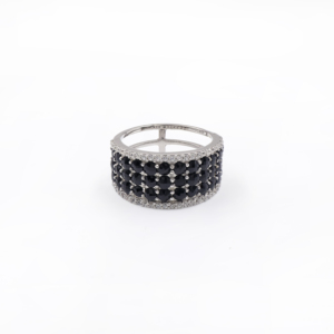 Bague en argent sterling 925 avec spinelle noire naturelle, plaquée rhodium, bijoux fins OEM ODM - Product Image 1