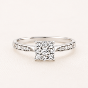 0.50 TCW Real Round Cut <b>Cluster</b> Diamond Engagement Ring for Women | Luxury Wedding Anniversary Fine Jewelry Gift Elegant Ring - Product Image 1