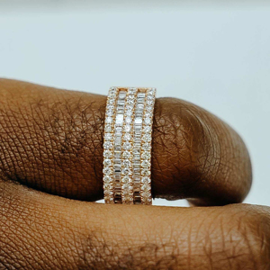 Bague de fiançailles et de mariage en argent sterling 925 avec moissanite, style hip-hop glacé, pavé brillant, large bande, luxe, unisexe, tendance - Product Image 6