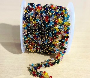 Cadena de Cuentas de Cristal Multicolor de 3mm, Cadena de Cuentas Hechas a Mano con Baño de Oro Grueso para la Fabricación de Joyería - Product Image 2
