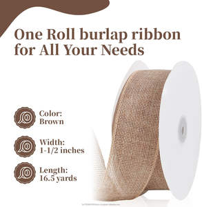 Cinta de Yute 100% Jute de 1.5 pulgadas x 20 metros con Alambre para Lazos Grandes, Coronas, Árboles, Bodas, Fiestas, Decoración Ecológica para Exteriores - Product Image 6