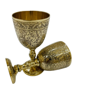 Copa de metal para vino, diseño grabado, juego de dos, copas de vino de diseño moderno, copa de cobre. - Product Image 2