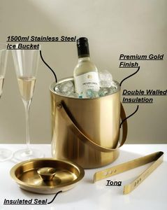 Pinzas para Hielo de Acero Inoxidable Dorado de Primera Calidad, Duraderas y Elegantes, Enfriador de Hielo con Capacidad Personalizable para Hogar, Bar, Fiesta, Hotel, Restaurante - Product Image 4
