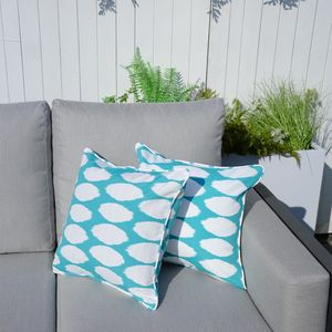 ชุดหมอนอิงลายจุดสีเขียวอมฟ้าและสีขาวสำหรับใช้งานกลางแจ้ง 2 ชิ้น ขนาด 16.54" x 16.54" - Product Image 5