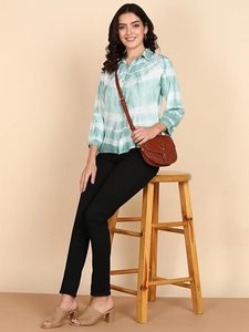Camisa Maaesa para Mujer, de Rayón, Hecha a Mano, con Cuello Abotonado, Manga Larga, Corte Regular, Informal, para Primavera/Verano - Product Image 3