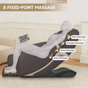 Silla de Masaje Shiatsu de Cuero de Cuerpo Completo 8D de Bajo Precio con Gravedad Cero, Presión de Dedos y Función Musical - Product Image 1