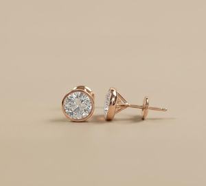 Lab Grown 1.00CT Each Round Brilliant Cut Diamond Stud <b>Earrings</b> 18K Solid Gold IGI Certified Fine Wedding Party Gift Jewelry - Product Image 2