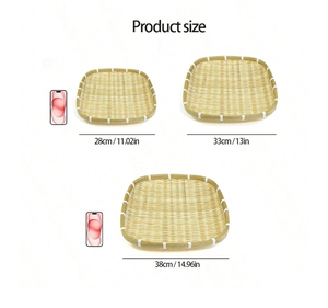 Plateaux de service élégants carrés en bambou naturel Décor minimal Cuisine Maison Fruits Snacks Stockage pour la cuisine ou la maison - Product Image 4