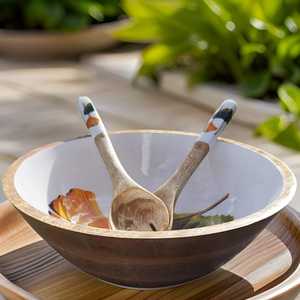 Tazón de Madera Esmaltada Hecho a Mano de Alta Calidad con Servidor de Ensalada, el Mejor Acabado, Ideal para una Presentación Elegante en la Comedor, Cocina y Hogar - Product Image 2